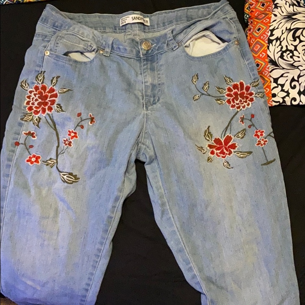 skinny jeans with flowers